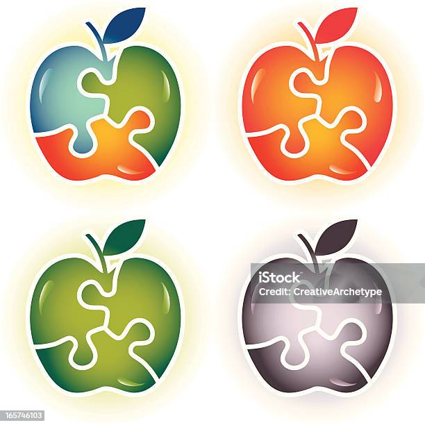 Lösung Puzzle Apple Stock Vektor Art und mehr Bilder von Apfel - Apfel, Freisteller – Neutraler Hintergrund, Verbindung