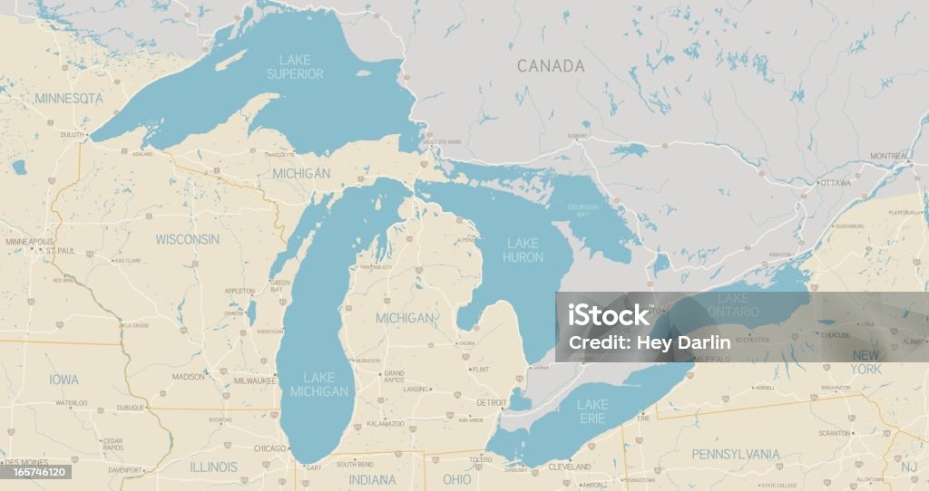 「Great Lakes マップ - 五大湖のロイヤリティフリーベクトルアート