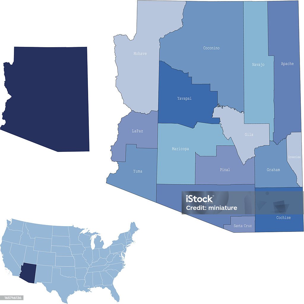 Arizona state & condados mapa - Royalty-free Arizona arte vetorial
