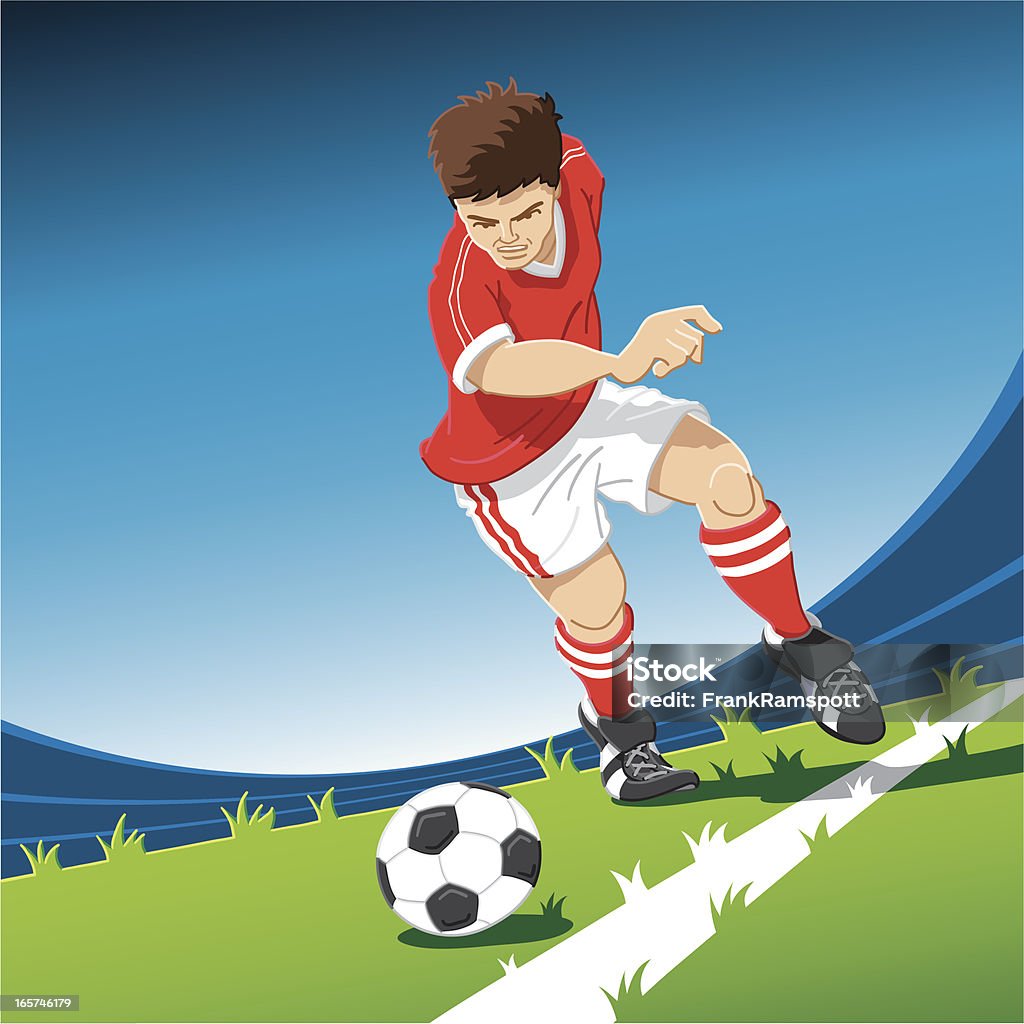 Free-kick rouge Joueur de football - clipart vectoriel de Football libre de droits