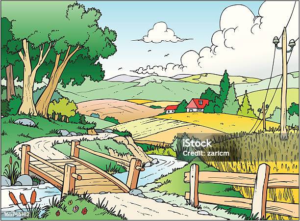 Landscape Stock Illustration - Download Image Now - Illustration, Village, Environmental Conservation