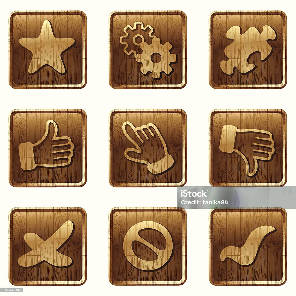 Brillants icônes en bois vol de 12 - clipart vectoriel de En bois libre de droits