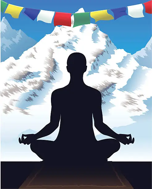 Vector illustration of Mountain Meditation