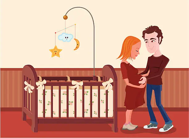 Vector illustration of waiting for baby