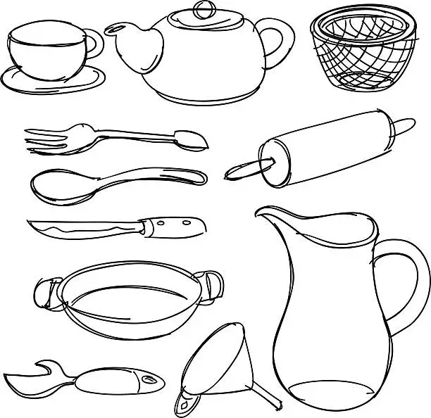 Vector illustration of Kitchen utencils collection