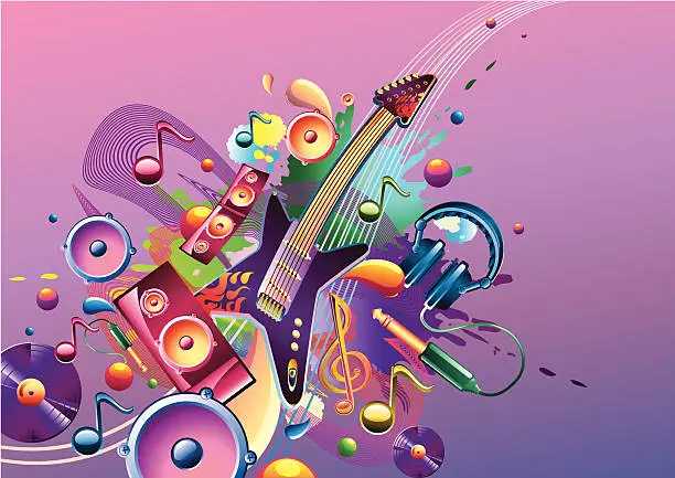Vector illustration of Funky music theme