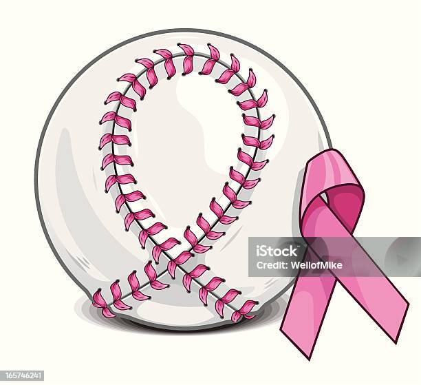 Ilustración de Cáncer De Mama De Béisbol y más Vectores Libres de Derechos de Pelota de béisbol - Pelota de béisbol, Cinta, Cinta contra el cáncer de mama