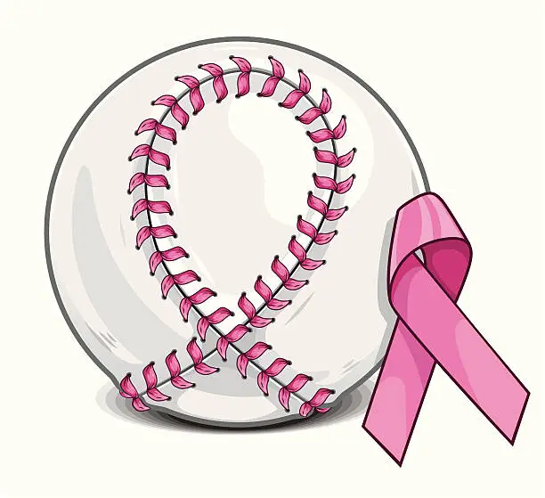 Vector illustration of Breast Cancer Baseball