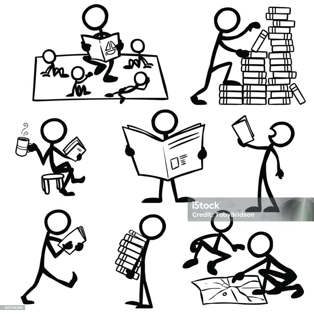 Stick Figure People Reading Stickfigures Reading Stick Figure stock vector