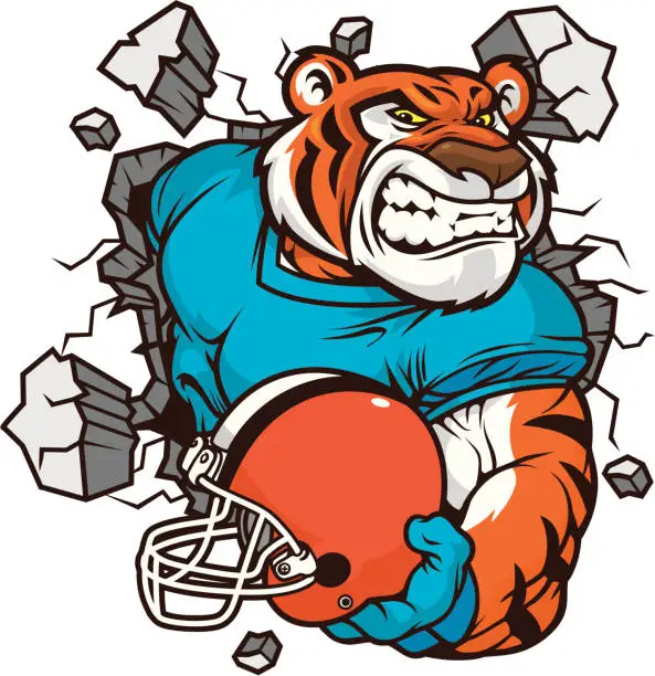 Vector illustration of Tiger Mascot Smash