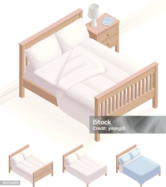 Isometric Bed Bedding Stock Illustration - Download Image Now - Isometric Projection, Bed - Furniture, Duvet