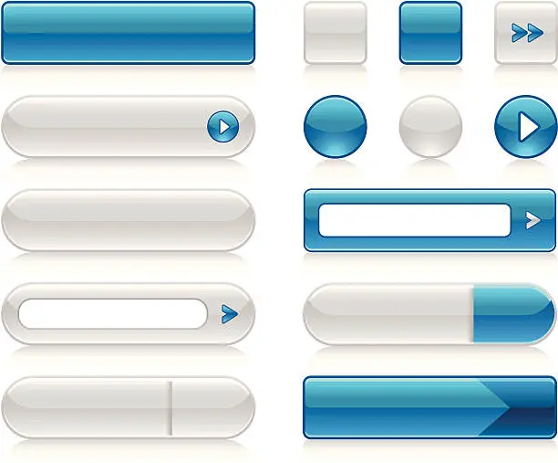 Vector illustration of Graphics of blue and white function buttons