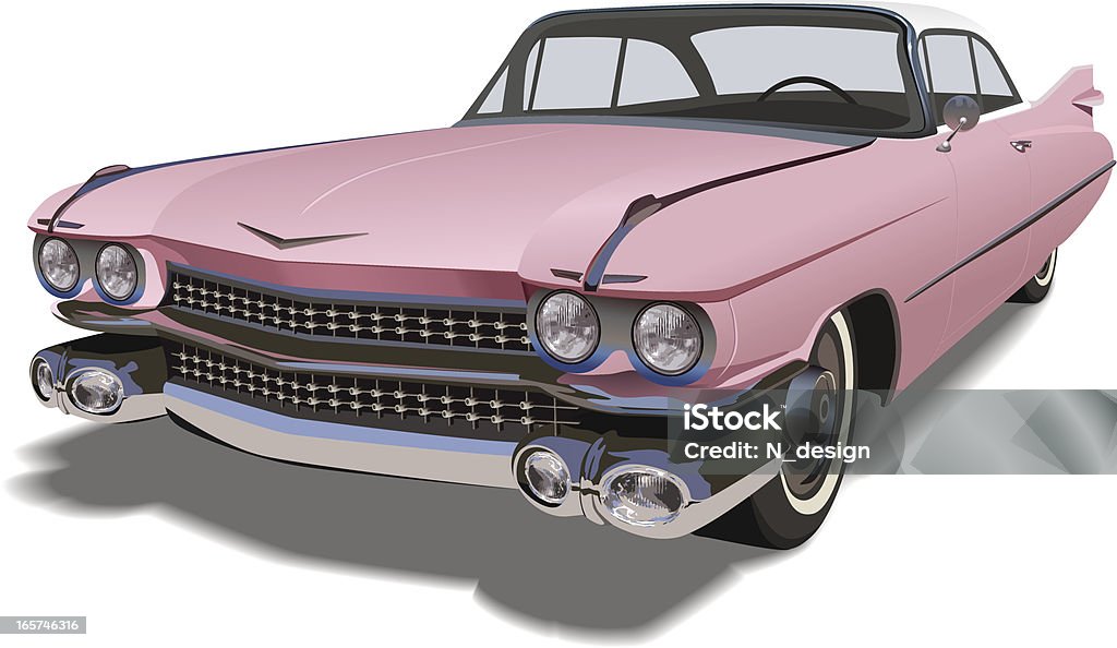 Vector rosa Cadillac - Vetor de Carro antigo royalty-free