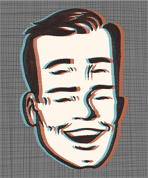 ilustraciones, imágenes clip art, dibujos animados e iconos de stock de retro 4 ojos. en 3dddd - 40s