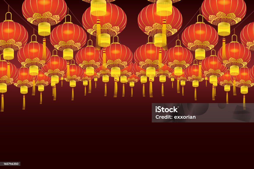 Lantern Festival Chinese lantern hanging in a row  Lantern stock vector