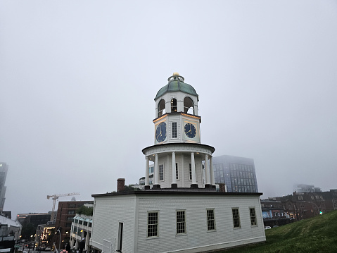 Halifax, NS, CAN, 8.13.2023 - A view of the old clock tower on Citadel Hill in down town Halifax, Nova Scotia.