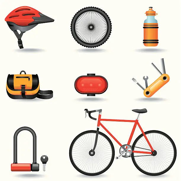 Vector illustration of Icon set of bike-related items