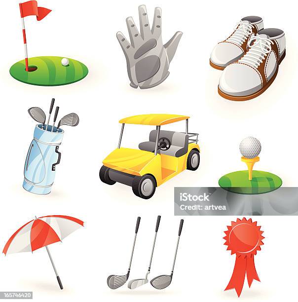 Set Di Icona Di Golf - Immagini vettoriali stock e altre immagini di Golf - Golf, Tridimensionale, Foro