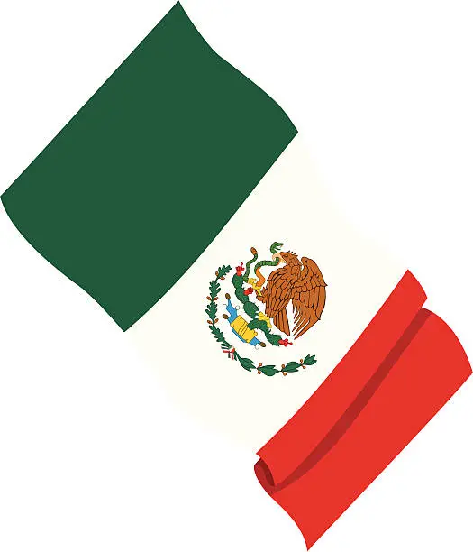 Vector illustration of Close-up of a Mexican flag