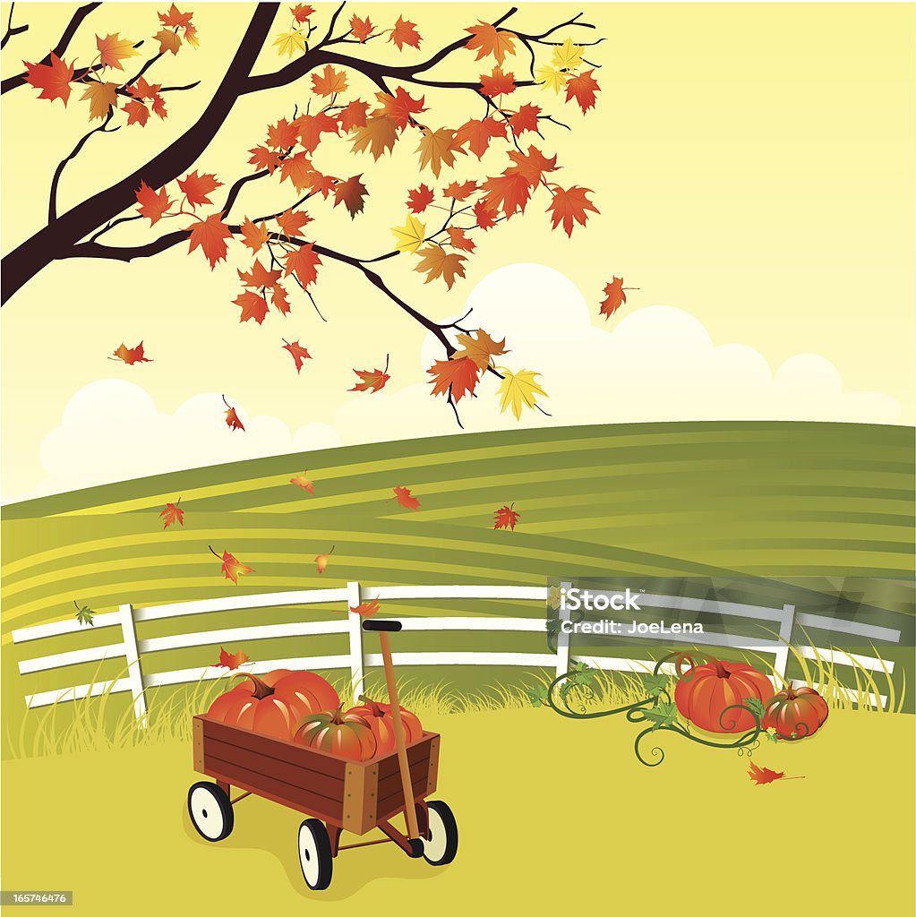 Automne Champ de potirons et d'un Wagon - clipart vectoriel de Automne libre de droits