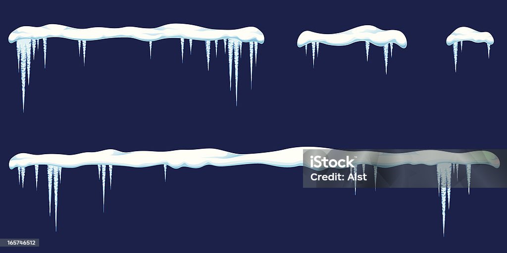 Icicles con nieve - arte vectorial de Carámbano libre de derechos