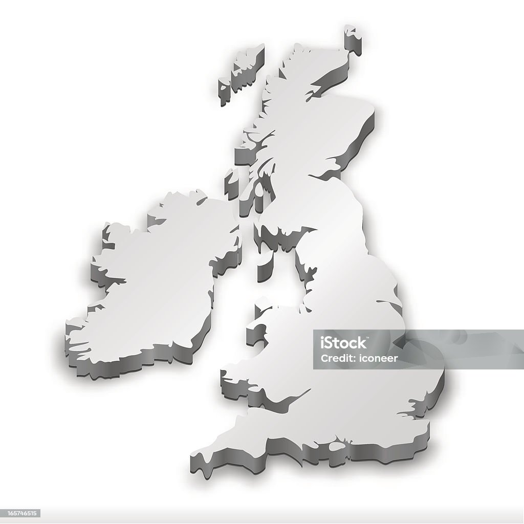Reino Unido, mapa blanco - arte vectorial de Tridimensional libre de derechos