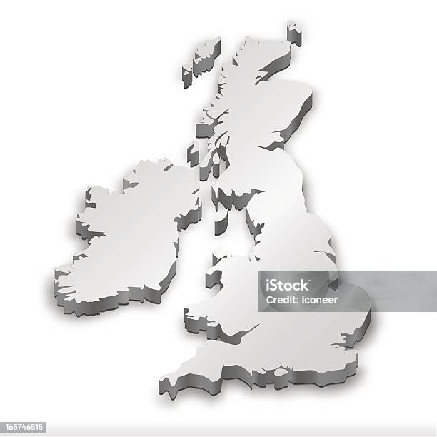 Ilustración de Reino Unido Mapa Blanco y más Vectores Libres de Derechos de Tridimensional - Tridimensional, Reino Unido, Mapa