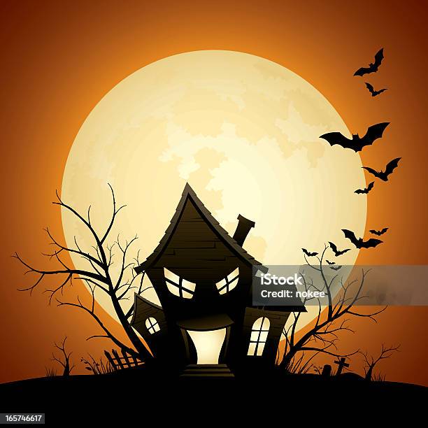 Haunted Maison Vecteurs libres de droits et plus d'images vectorielles de Fantasmagorie - Fantasmagorie, Halloween, Maison
