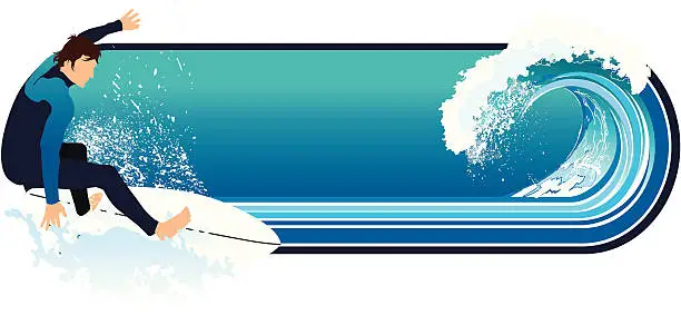 Vector illustration of Surfing plaque