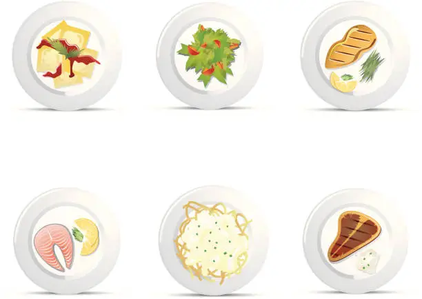 Vector illustration of Plated Food Icons