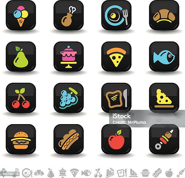 Food Icons Bbton Series Stock Illustration - Download Image Now - American Culture, Apple - Fruit, Bakery