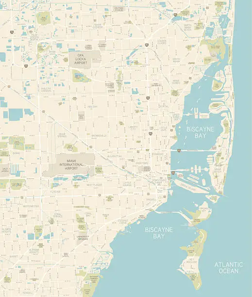 Vector illustration of Miami Area Map
