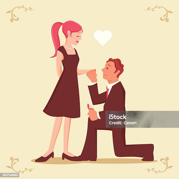 男性女性に提案を 1 つの膝 - 婚約のベクターアート素材や画像を多数ご用意 - 婚約, つながり, ひざまずく