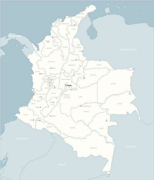 Colombia map Colombia map: (Political) 2008, Made in Adobe Illustrator (vector) tolima stock illustrations