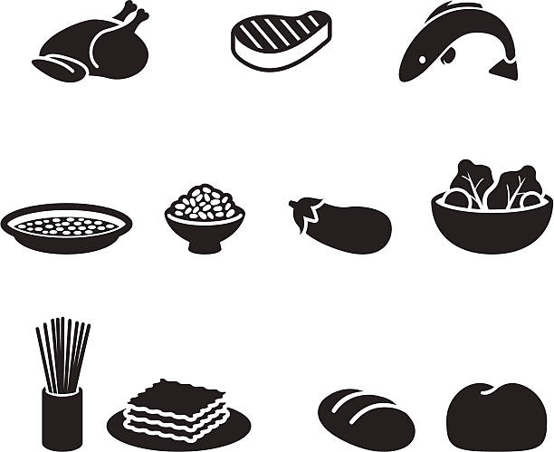 illustrazioni stock, clip art, cartoni animati e icone di tendenza di simboli di cibo - ragù