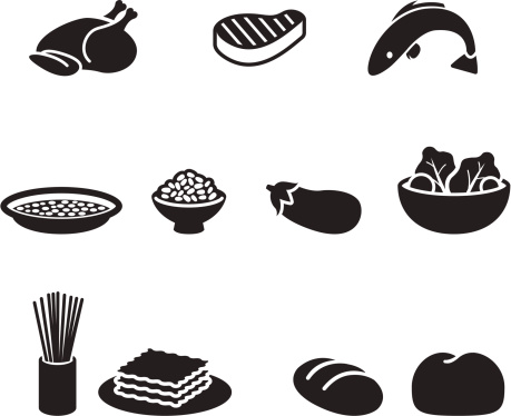 Several food pictograms in black color.