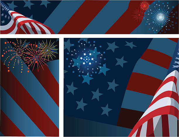 愛国心バナー - fourth of july patriotism american flag frame点のイラスト素材／クリップアート素材／マンガ素材／アイコン素材