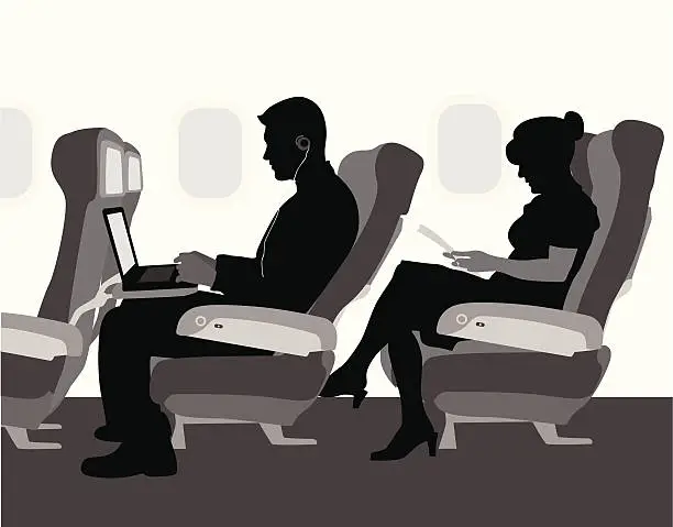 Vector illustration of Airplane Travel Vector Silhouette