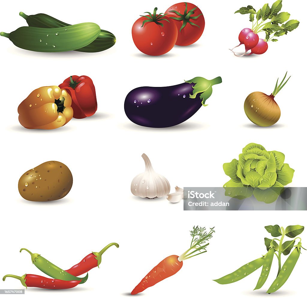 Warzywa Zestaw ikon - Grafika wektorowa royalty-free (Pomidor - Jarzyna)