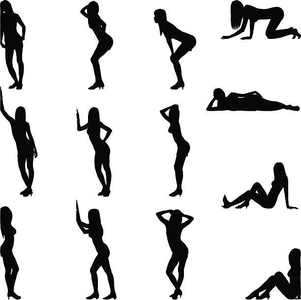 Sexy Poses Highly detailed silhouettes of a woman. Zoom in to see the detail! seductive women stock illustrations
