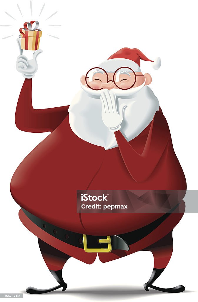 Santa Claus incorpora un pequeño regalo para ti - arte vectorial de Cinturón libre de derechos