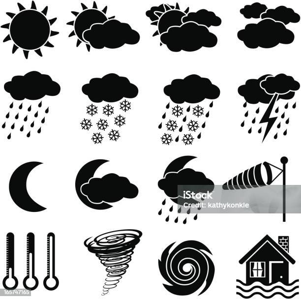 Wettericons Stock Vektor Art und mehr Bilder von Tornado - Tornado, Luftsack, Thermometer