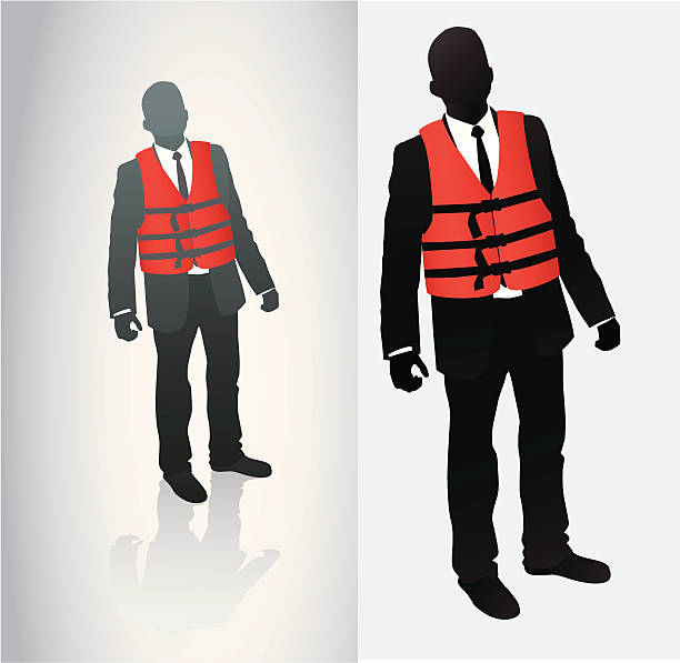 ilustrações de stock, clip art, desenhos animados e ícones de segurança para negócios - life jacket safety rescue silhouette