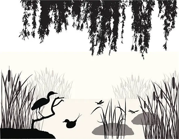 Vector illustration of Lagoon Vector Silhouette