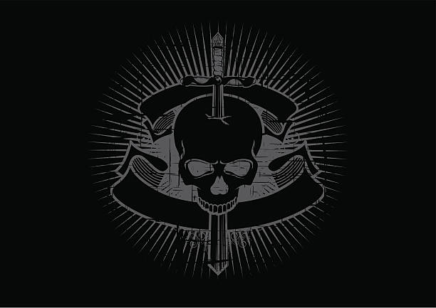 schädel schwert emblem - skull dirty insignia grunge stock-grafiken, -clipart, -cartoons und -symbole