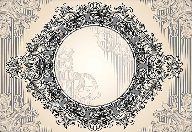 okrągłe rama - gothic style scroll floral pattern victorian style stock illustrations