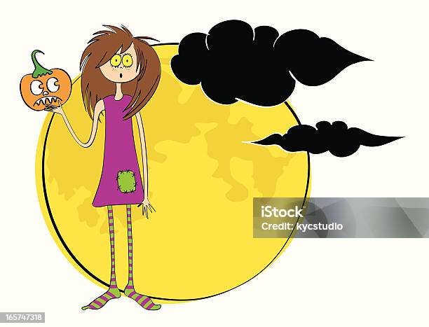 Emo Girl In A Spooky Setting Stock Illustration - Download Image Now - Adult, Bizarre, Cartoon
