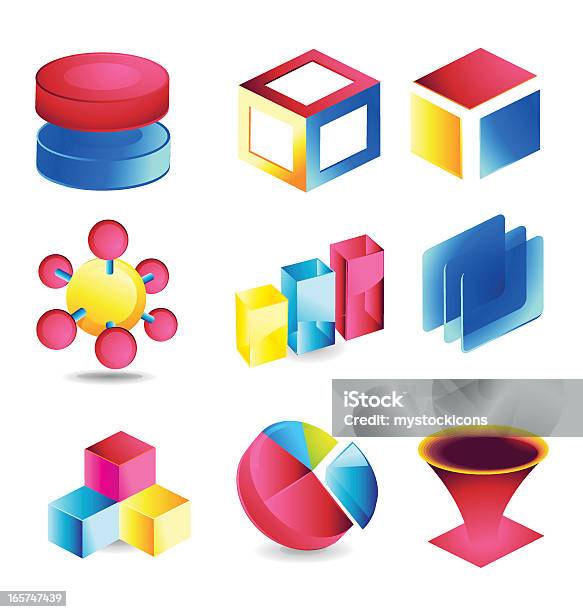 Abstract Icons Stock Illustration - Download Image Now - Multi-Layered Effect, Pie Chart, Three Dimensional