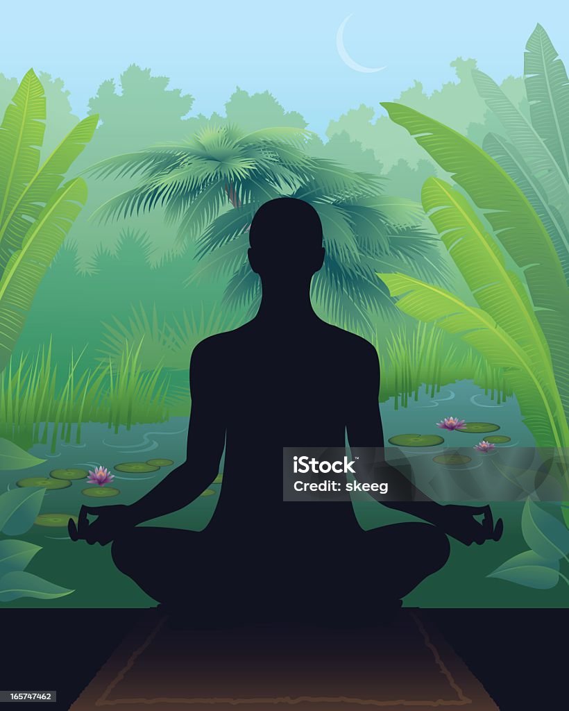 Giungla di meditazione - arte vettoriale royalty-free di Yoga