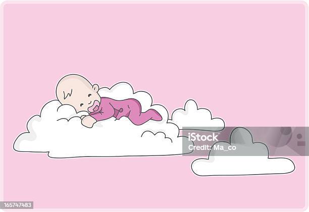 Neugeborenes Baby Mädchen Schläft In Den Wolken Stock Vektor Art und mehr Bilder von Baby - Baby, Schlafen, Vektor